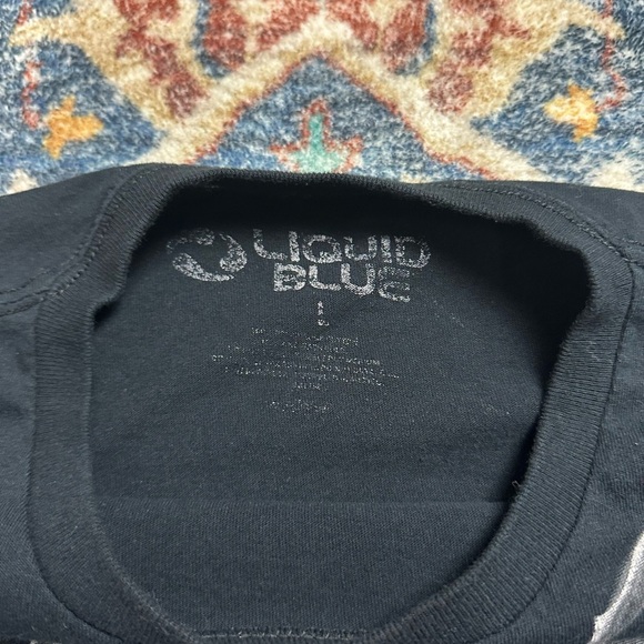 Vintage Y2K Liquid Blue Skulls All Over Print T-shirt Large - Picture 3 of 5